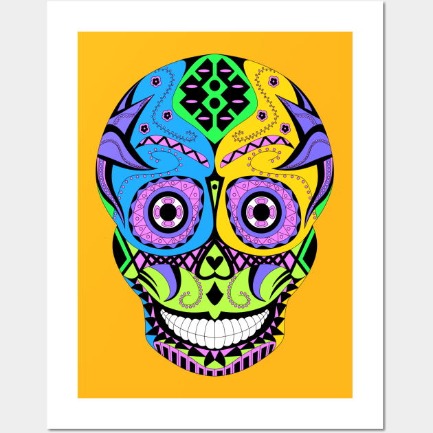 face mask in mexican technicolor ecopop Wall Art by jorge_lebeau